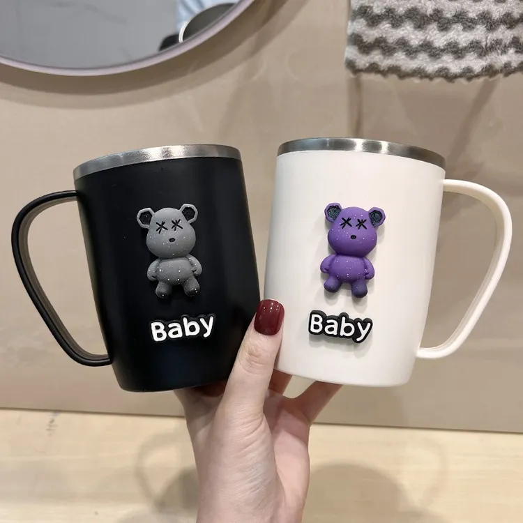 漱口杯子家用高颜值可爱卡通304不锈钢喝水杯学生宿舍刷牙杯儿童