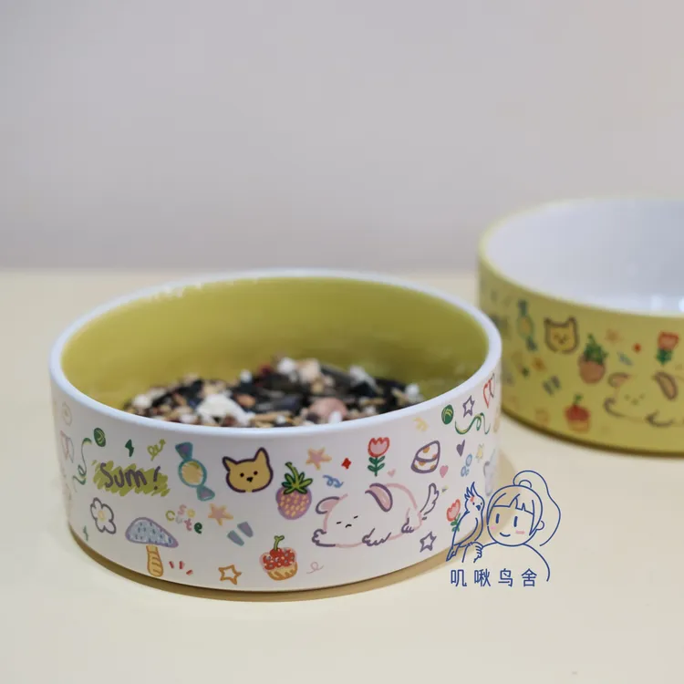 大号陶瓷食碗防掀适用于中大型鹦鹉防洒滋养丸鸟笼