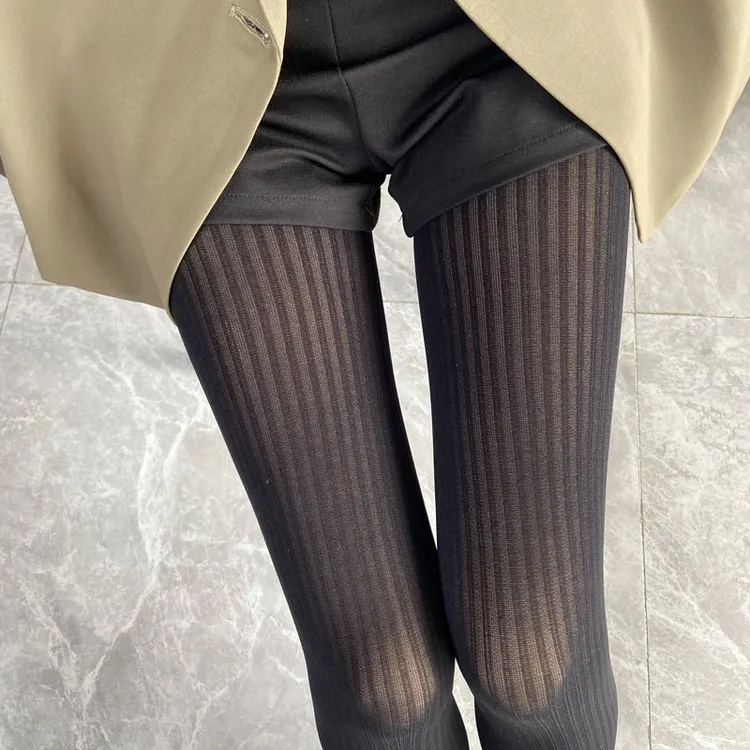 显瘦春秋2024连裤袜新款弹力高级时尚复古潮流打底厚丝袜黑色微透
