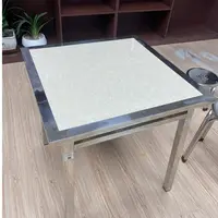 不锈钢烤火桌 桌子 可拆卸桌腿 八字腿 瓷砖桌面 不锈钢桌子