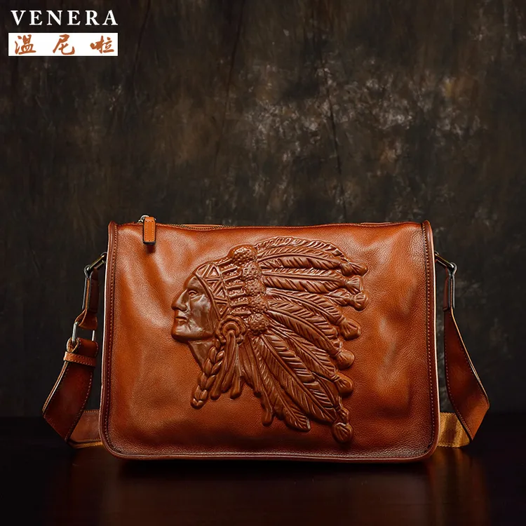 真皮斜挎包牛皮男包个性休闲商务韩版背包街头潮流通勤跨包潮牌