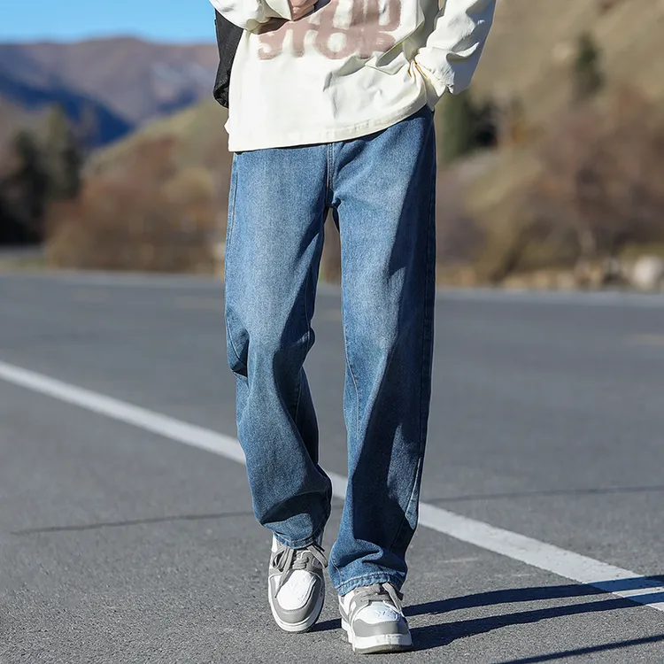 阔腿牛仔裤男秋冬无性别宽松韩版潮流百搭复古ins潮牌学生直筒裤