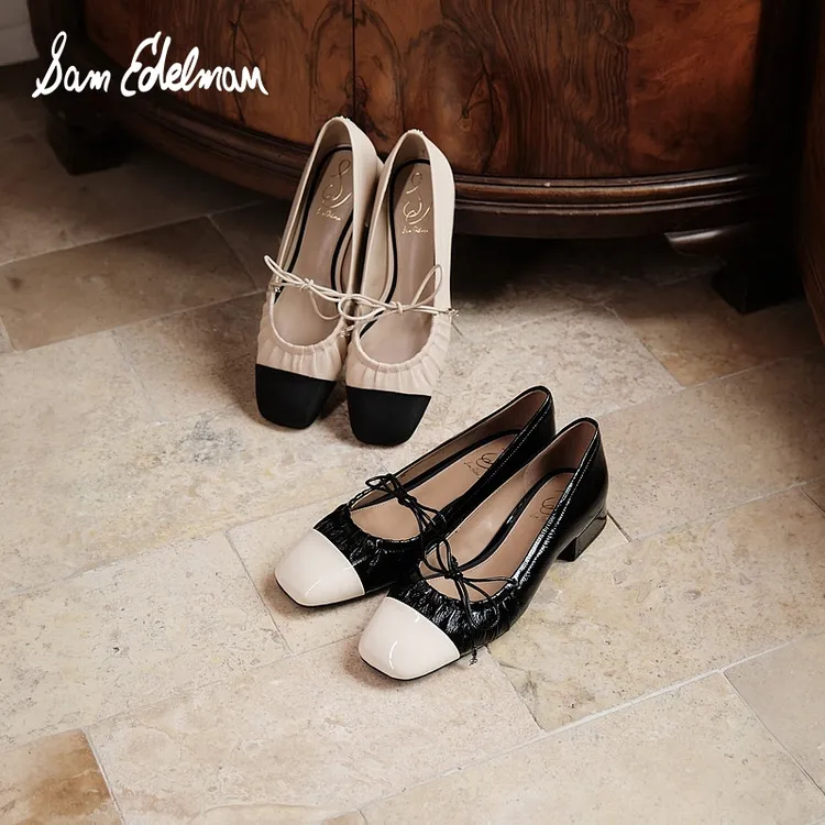 SAM EDELMAN山姆爱德曼春夏法式小香风方头粗低跟玛丽珍鞋女JEMMA
