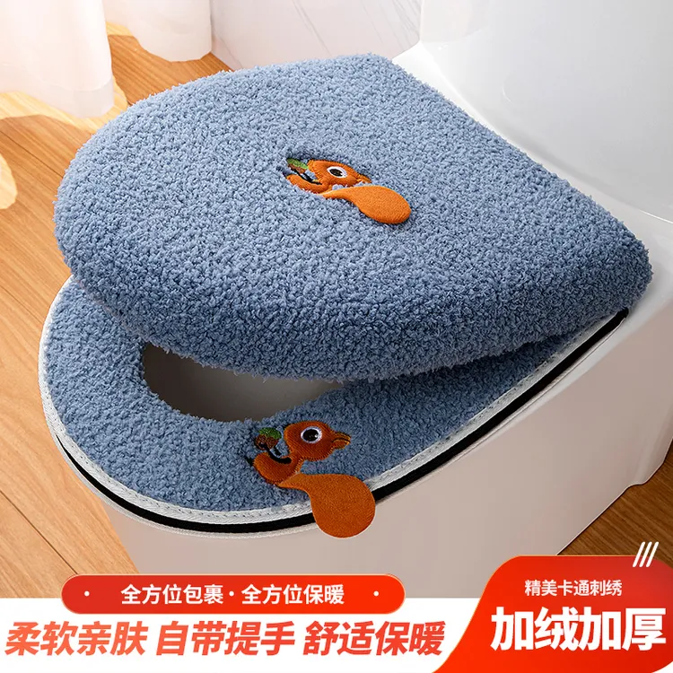 马桶垫加厚长绒马桶坐垫拉链式马桶套可爱卡通家用坐便垫2024新款
