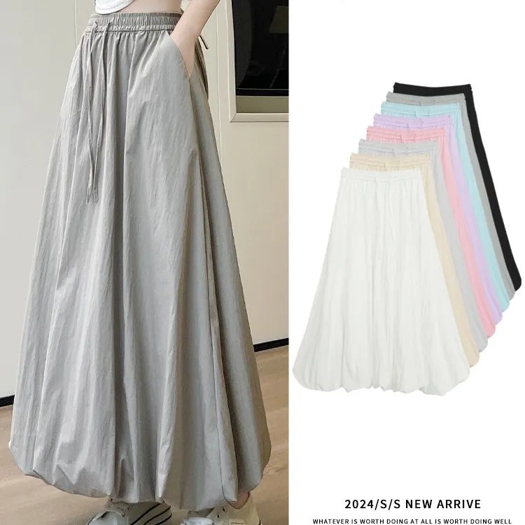 2024夏季蓬蓬花苞裙女高腰显瘦时尚设计感百搭A字灯笼半身裙裤