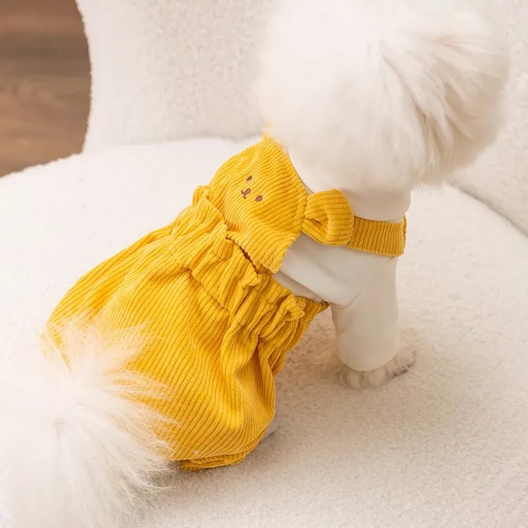 小狗狗衣服灯芯绒秋冬装马尔济斯雪纳瑞猫咪小型犬秋季背带裤1842