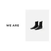 《WE ARE》XZ274**法式真皮  时髦方头 切 瘦瘦靴 短靴 黑色