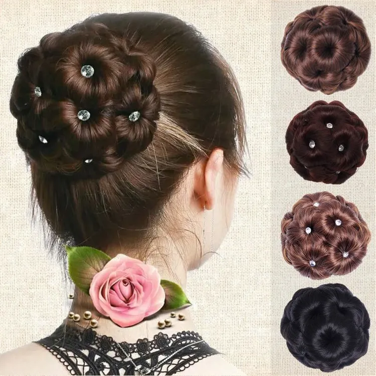 假发发箍九朵花盘发器女丸子头时尚新娘旗袍造型发包精致花苞头
