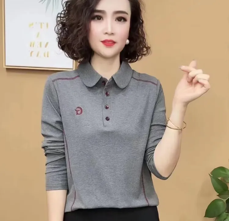 2024新款时尚洋气百搭女士显瘦减龄打底衫气质上衣纯色简约宽松T