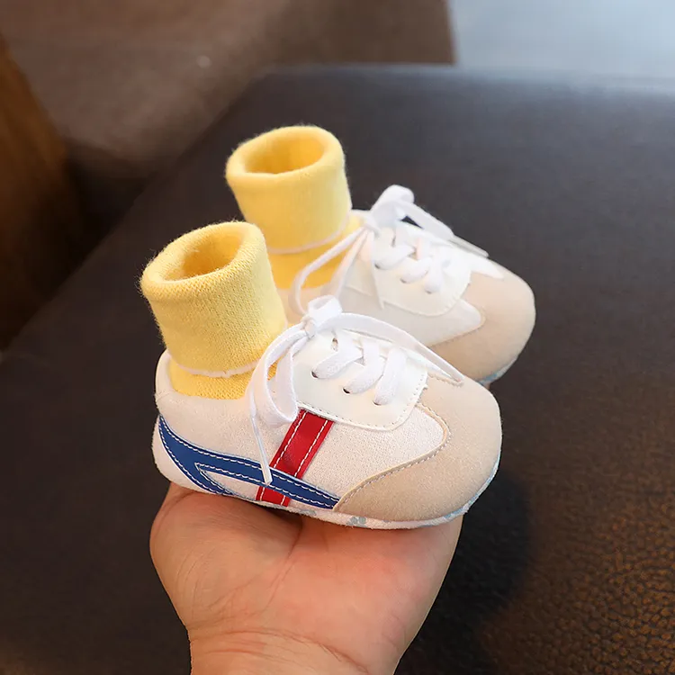春秋款运动风软底防滑地板袜鞋0-1岁不掉跟步前鞋婴幼儿棉布鞋子8
