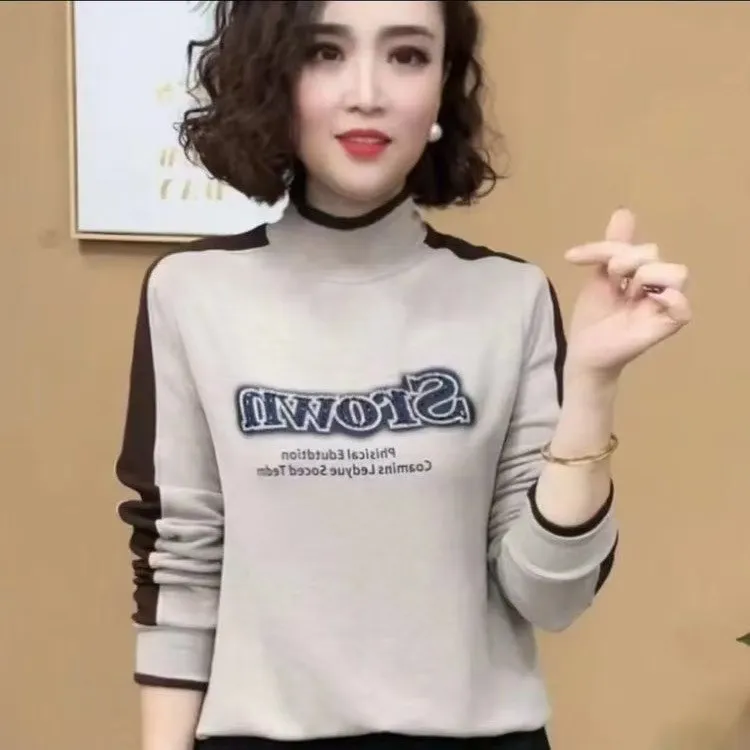 秋冬德绒烫钻冬季时尚新款气质打底双面绒长袖洋气保暖高领上衣