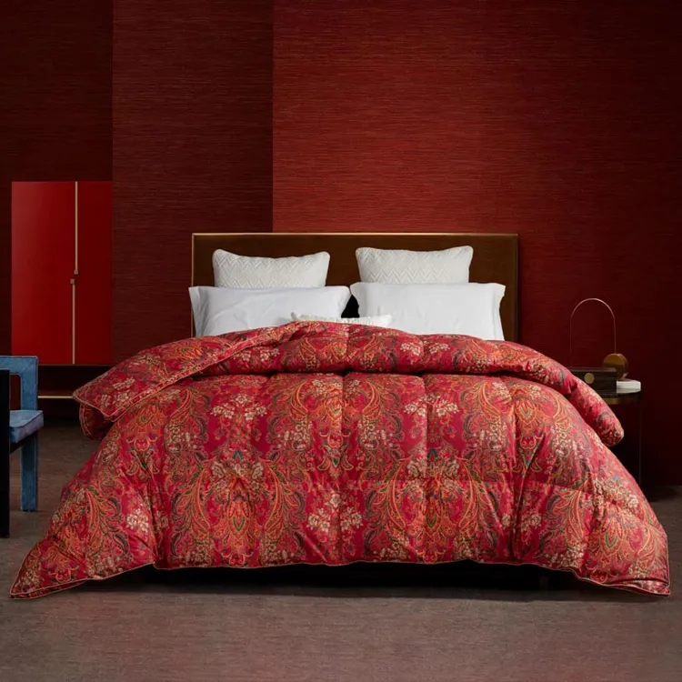 水星高端系列家纺婚庆大红羽绒被95白鹅绒冬被五星级酒店加厚保暖