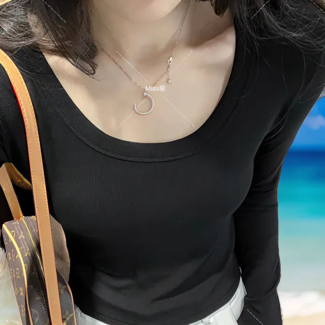 新款内搭打底衫圆领U领长袖打底衫t恤女百搭女款爆款修身显瘦上衣
