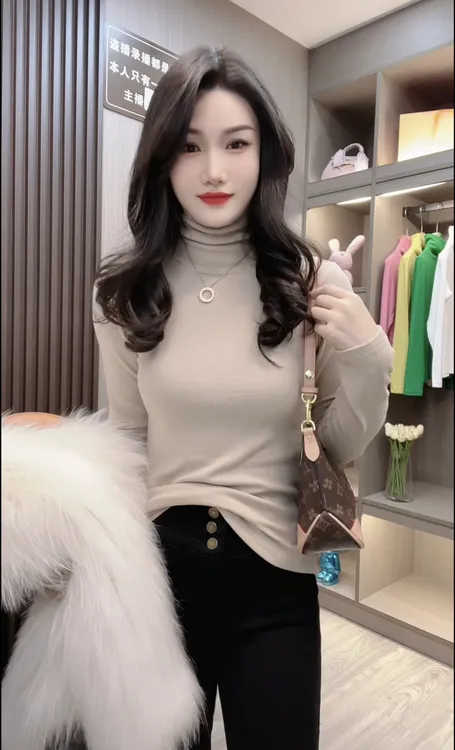 【精品双面绒】高领堆堆领打底衫女内搭修身显瘦长袖t恤秋冬女装