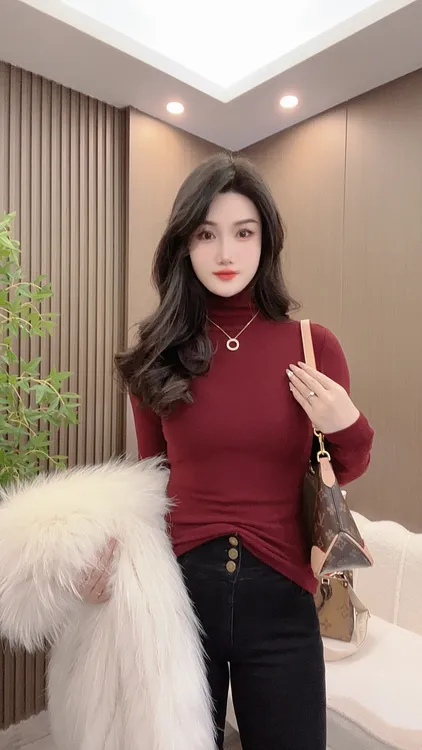 【加磨毛双面绒】高领堆堆领冬季打底衫女内搭修身显瘦长袖t恤秋冬