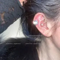 合金耳饰 耳骨夹耳夹无耳洞爱心锆石耳饰女小众个性心形爆闪耳环
