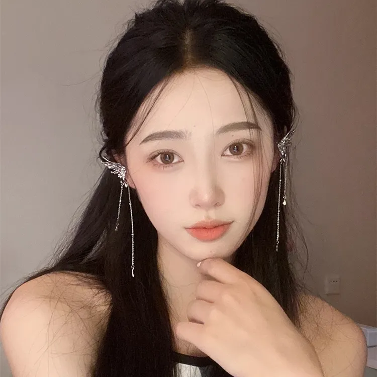 合金耳饰 天使之翼蝴蝶耳骨夹小众高级感精灵耳夹女无耳洞流苏