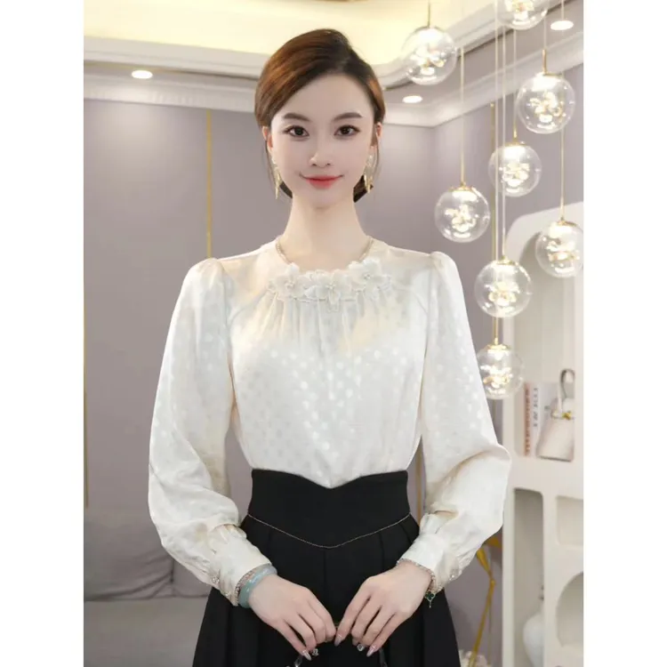 唐熹预售2025秋冬新款【X24-Q260】设计感杏色显白长袖衬衫上衣女