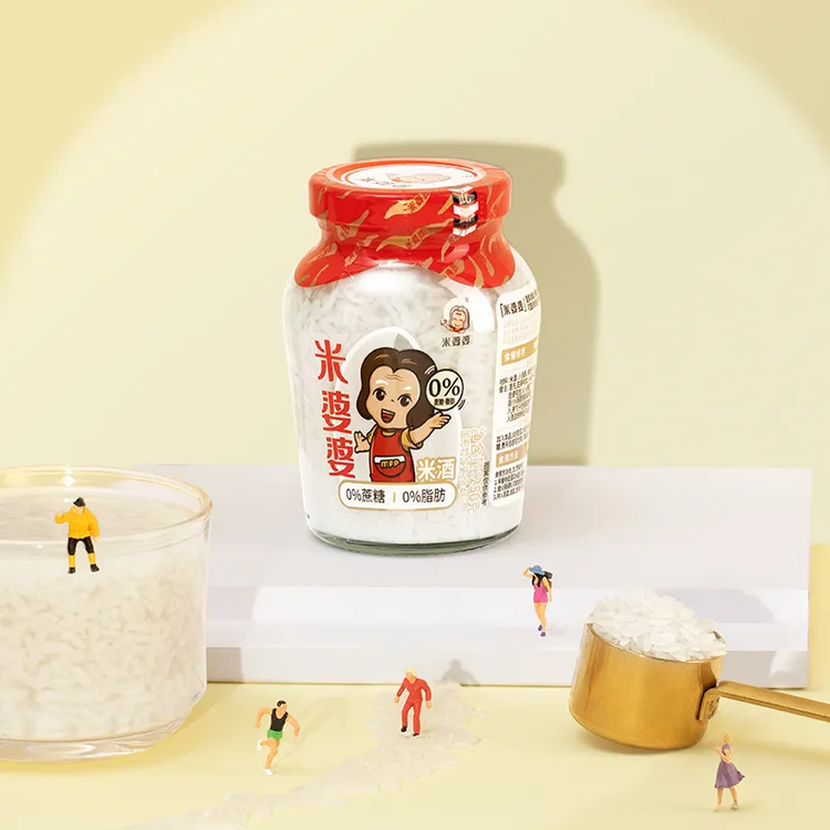 米婆婆米酒酒酿醪糟湖北特产纯糯米甜米酒250G*6瓶装0添加佬米酒