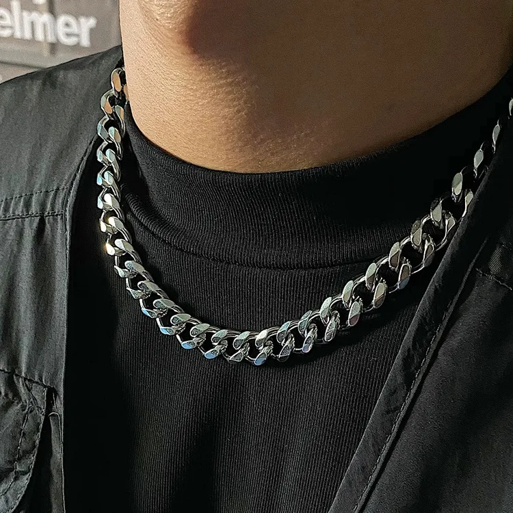 钛钢项链 百搭项链男时尚潮流个性古巴链简约锁骨链不掉色基础链