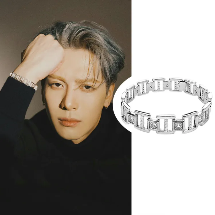 钛钢合成锆石手链 王嘉尔手链男钛钢手饰手镯高级感轻奢小众饰品