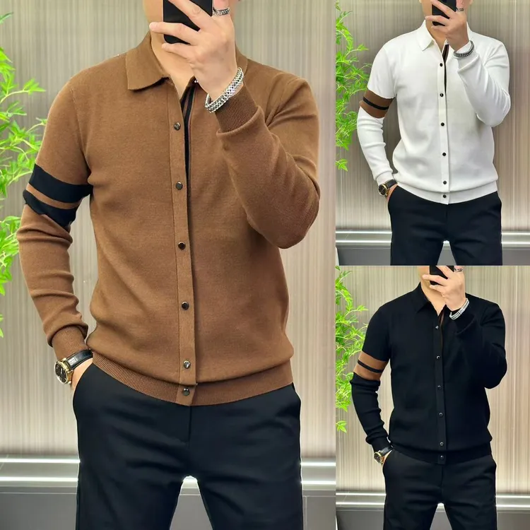 1157•杨会长男装•男士欧货•高织高密高弹针织衫POOLT恤衫