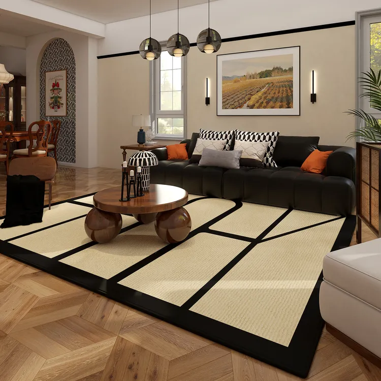 欧莱森2024新款高级法式奶油风家用客厅地毯卧室茶几地垫防滑免洗