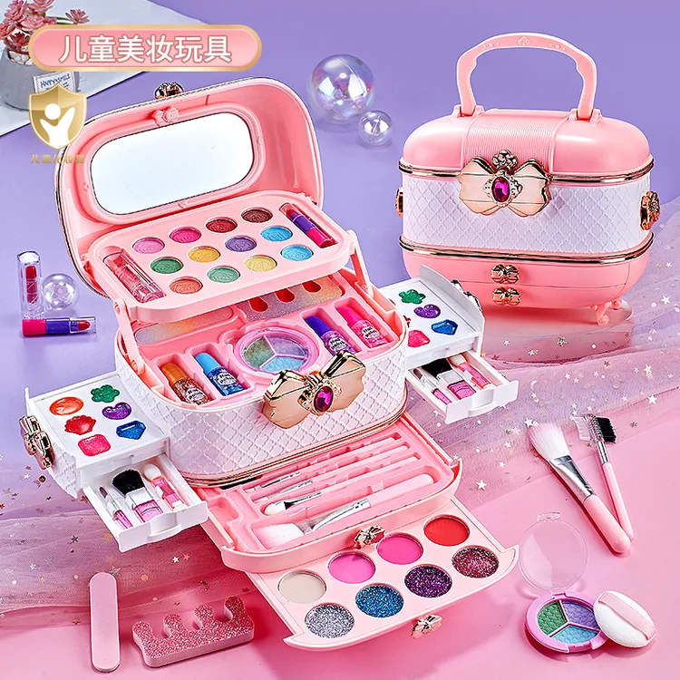 女孩儿童化妆品玩具女生日礼物公主蛋糕彩妆盒指甲油过家家手提箱
