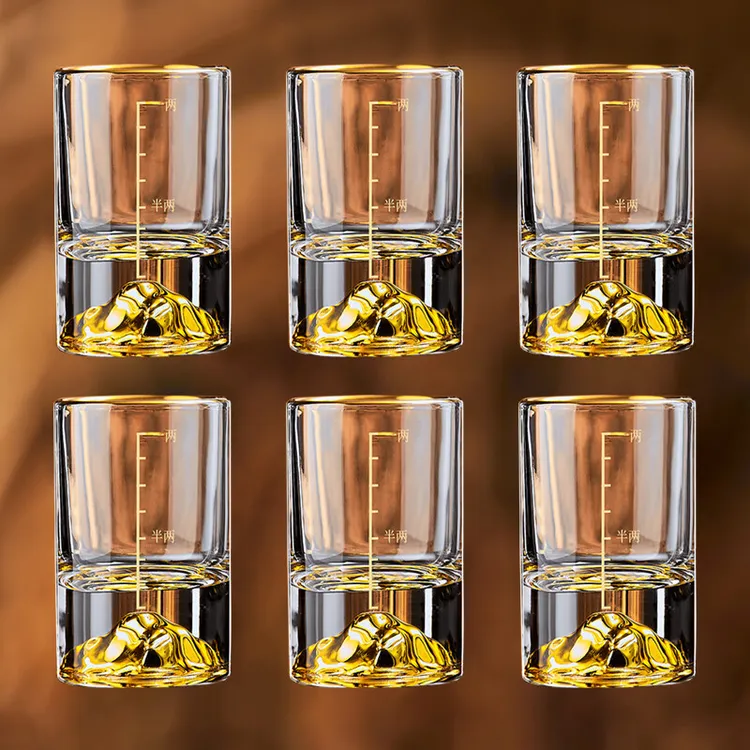 网红家用高档金山个性白酒杯白酒酒具分酒器一两二两白酒杯酒具