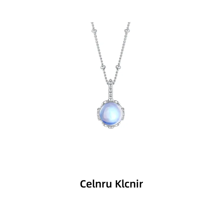 Celnru Klcnir 钛钢项链 幻彩月光项链女轻奢梦幻蓝色圆形锁骨链