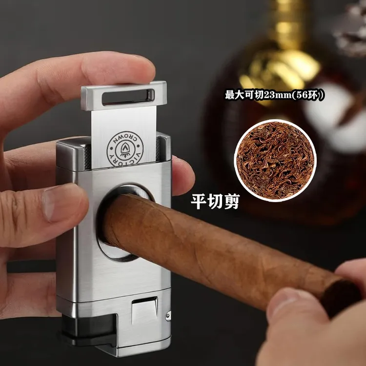 金属新款雪茄剪打火机一三合一多功能雪茄打火机雪茄托架切剪