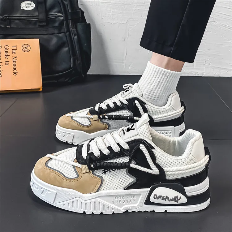 花花公子男鞋2025新款春秋厚底板鞋设计感小众白色休闲运动潮百搭