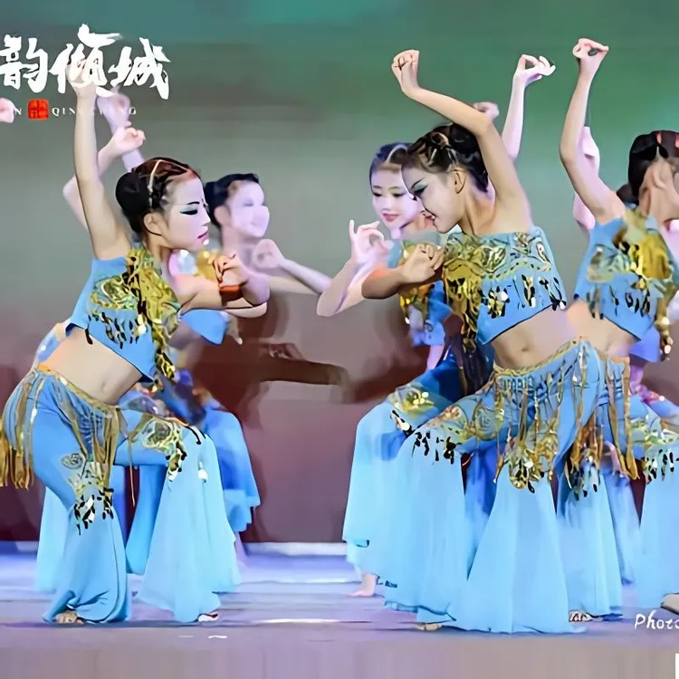 傣族舞蹈演出服儿童六一敦煌演出服飞天儿童跳舞舞蹈服少儿傣族服