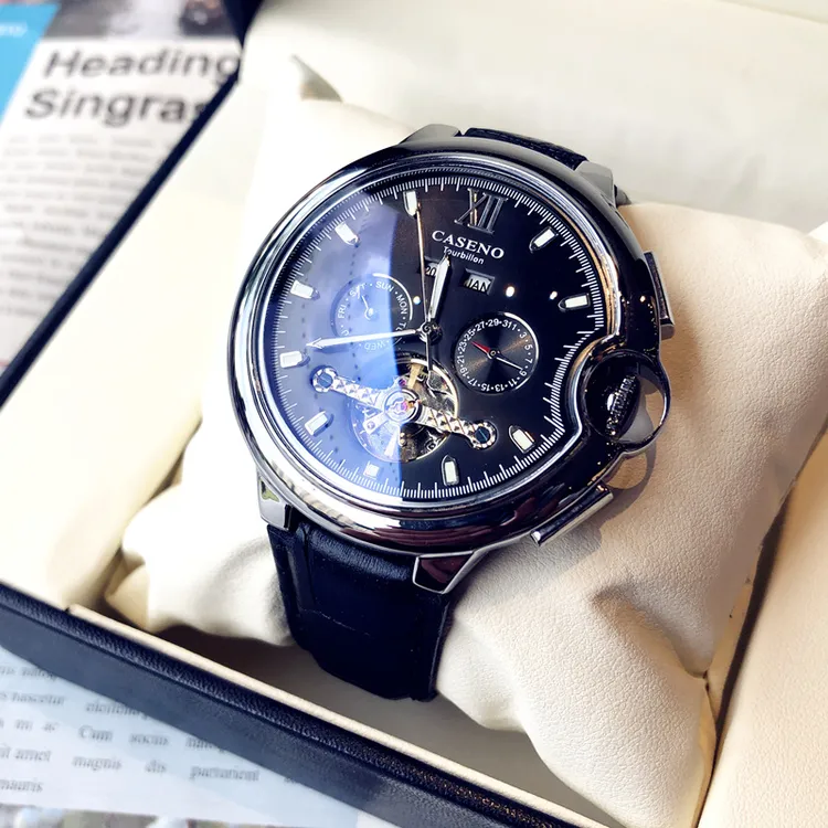 2025新品时尚潮流手表男士偏蓝光气球皮带多功能全自动机械表镂空