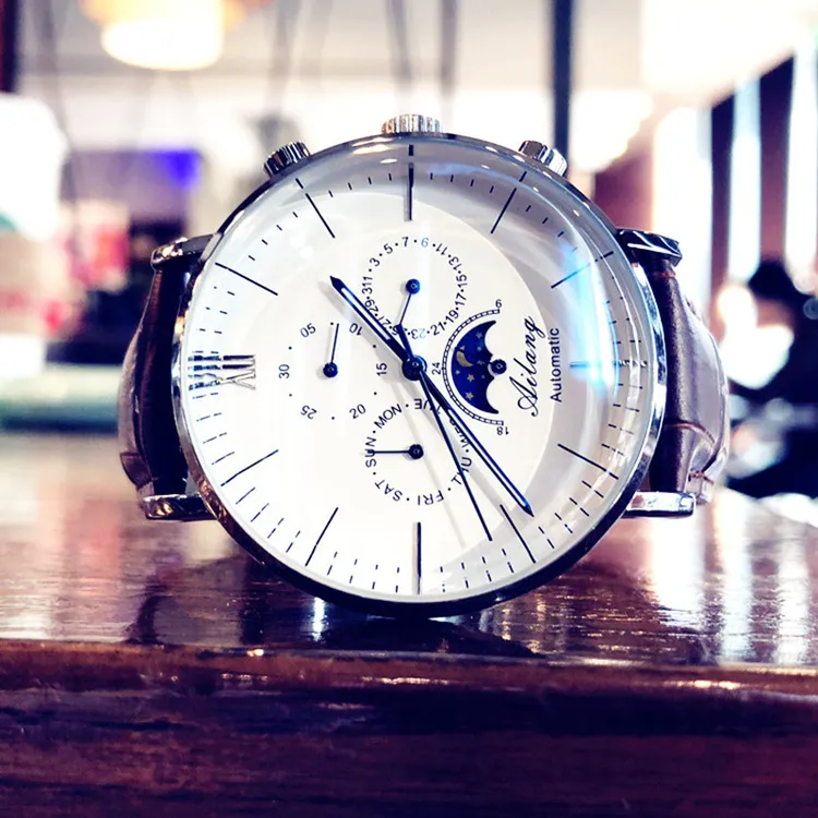 2025新款手表男士机械表全自动新概念真皮带时尚潮流防水腕表正品