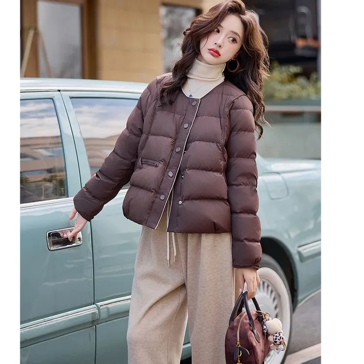 轻薄羽绒服女新款冬季爆款时尚洋气短款保暖小个子圆领设计感外套