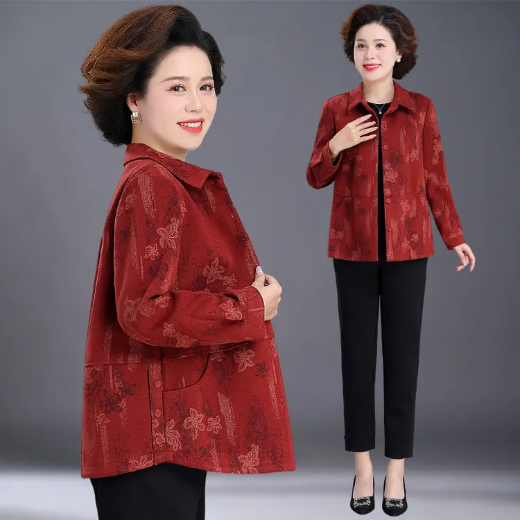 2025新款小个子妈妈秋装外套中老年女春秋装休闲上衣奶奶短款夹克