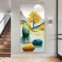 竖版招财鹿石来运转十字绣（满绣31色）有两个尺寸