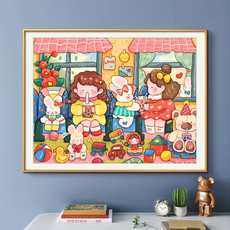 鱼糯糯十字绣套件：定制款奶茶妹65×80大格四股绣69色