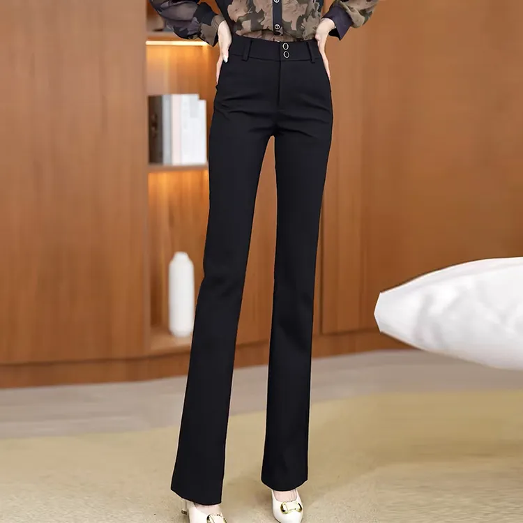 高腰显瘦气质微喇裤女春秋2024秋季新款裤子休闲裤垂感直筒喇叭裤