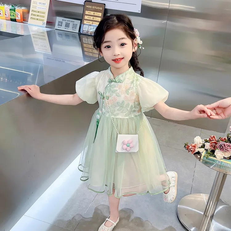  女童国风连衣裙夏装2024新款儿童旗袍公主裙子中小童夏季汉服潮