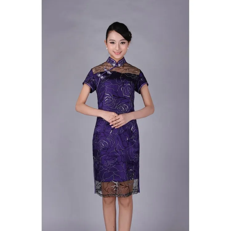 木真鸟中国风新款旗袍复古时尚高档旗袍新中式短旗袍低开衩圆襟