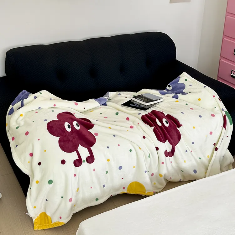 ins博主风可爱牛奶绒毛毯四季保暖珊瑚绒毯学生披肩毯盖毯休闲毯