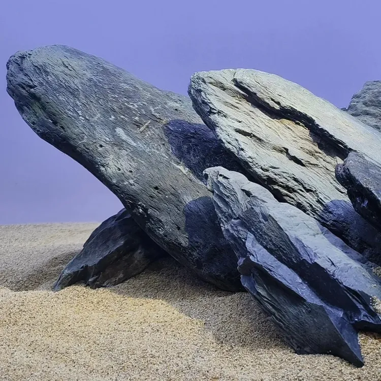 鱼缸造景天然溪流石原生溪流缸造景主石大块片岩石乌龟缸晒台躲避