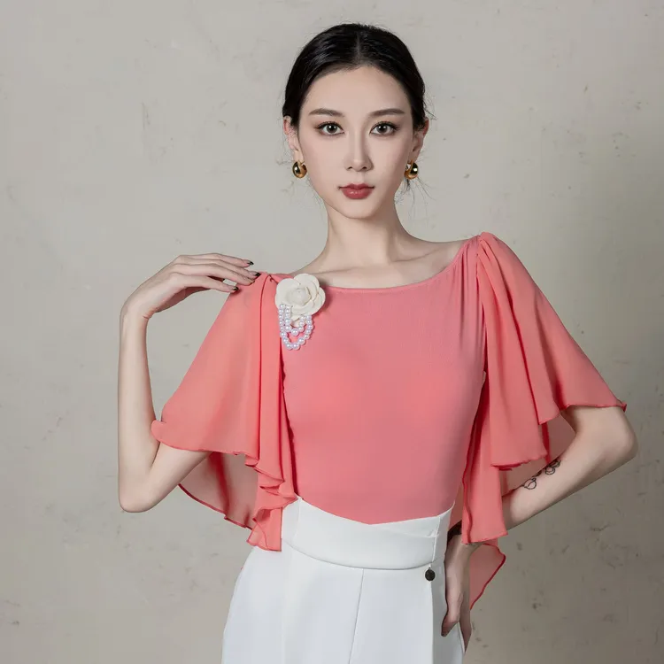 【断码清】丹珍摩登舞蹈服女雪纺上衣吉特巴交谊舞服M11