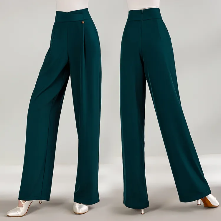 【秋款福利】丹珍舞裤女裤子高腰跳舞国标舞摩登舞蹈练功长裤MK01