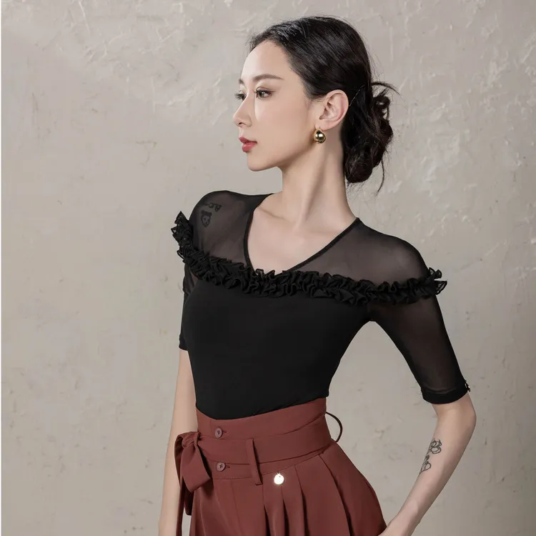 【断码清】丹珍舞服摩登舞广场舞上衣体服M5-23