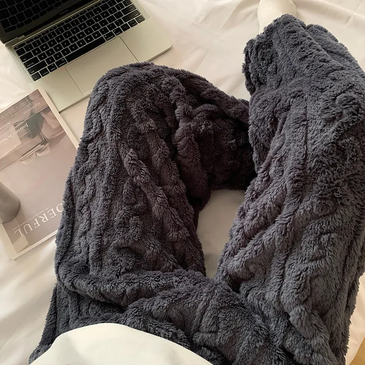 男士珊瑚绒睡裤爆款加肥加大码长裤300斤秋冬季加绒家居裤暖暖裤