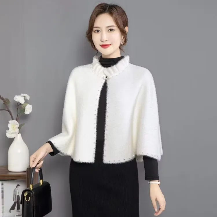 水貂绒斗篷小披肩短款秋冬开衫2025新款高档搭配旗袍裙子外搭坎肩