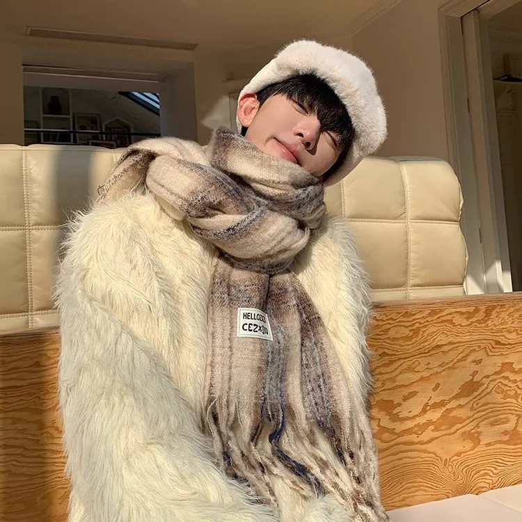2025冬季新款围巾男韩版加厚百搭ins时尚潮男保暖围脖学生秋冬季
